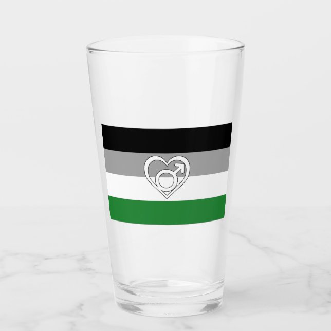 Verre Drapeau et symbole de fierté androphile (Devant)