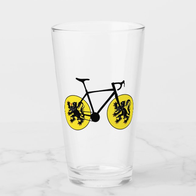 Verre Drapeau Flandre à vélo (Devant)