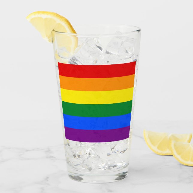 Verre Drapeau Gay pride arc-en-ciel LGBT (Devant glace)