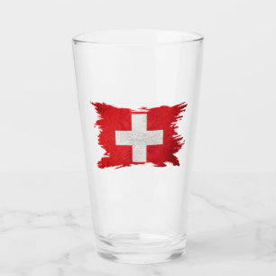 Verre Drapeau Grunge Suisse, Drapeau Suisse Brush, Drape