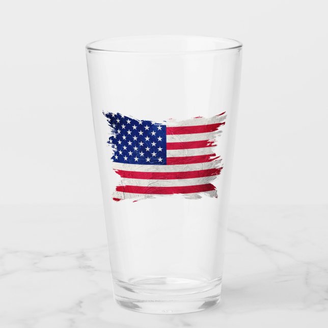 Verre Drapeau Grunge USA, Drapeau américain, Drapeau amé (Devant)
