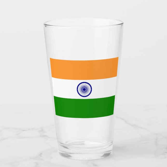Verre Drapeau indien (Inde) (Pays d'Asie du Sud) (Bharat (Devant)
