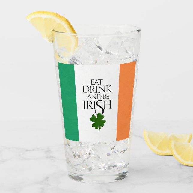 Verre Drapeau irlandais pour boire et être shamrock (Devant glace)