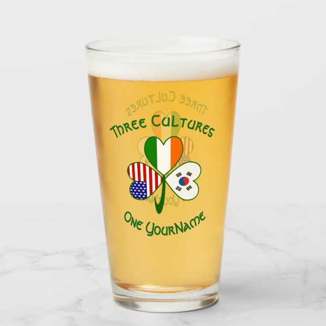 Verre Drapeau irlandais sud-coréen américain Trèfle Pers (Devant (rempli))