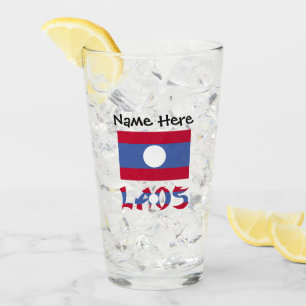 Verre Drapeau Laotien Laos Bleu Personnalisation