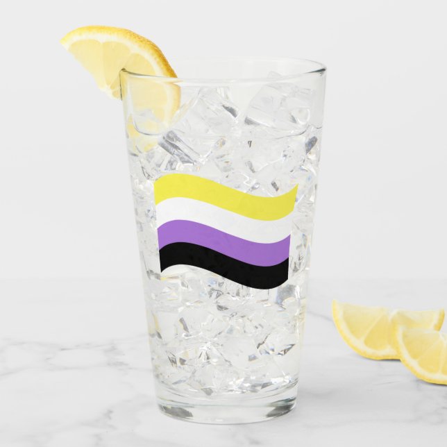 Verre Drapeau ondoyant non binaire (Devant glace)