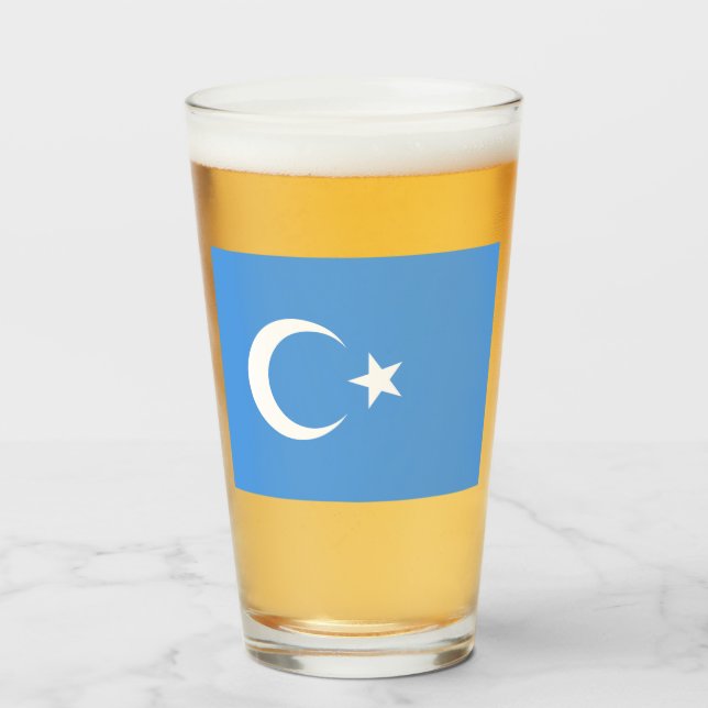 Verre Drapeau ouïghour du Turkestan oriental (Uyghurista (Devant (rempli))