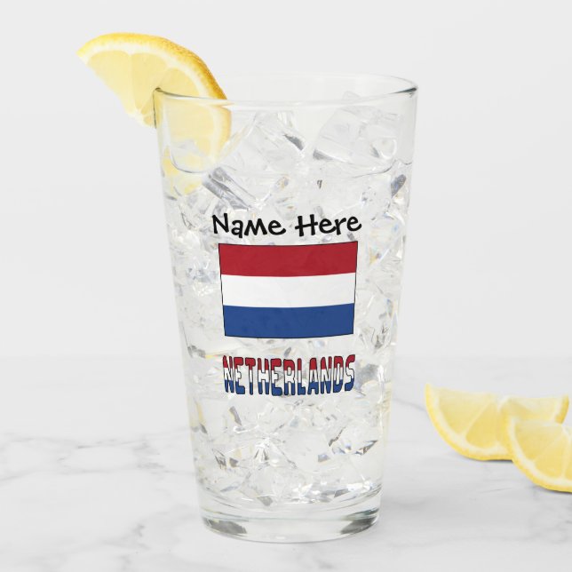 Verre Drapeau Pays-Bas et Pays-Bas Personnalisé (Devant glace)