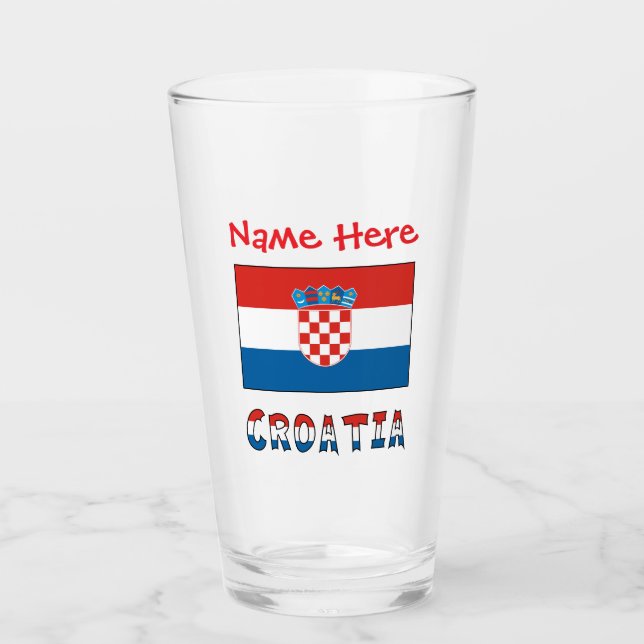 Verre Drapeau personnalisé de Croatie  (Devant)