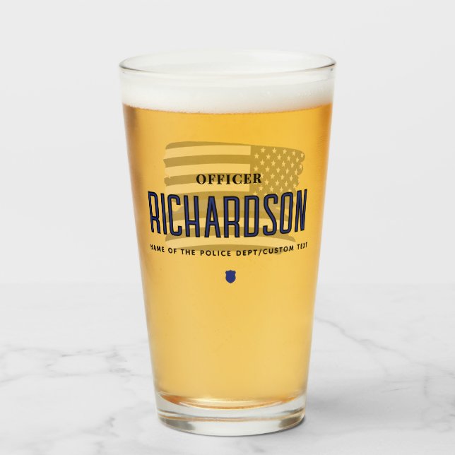 Verre Drapeau personnalisé de l'officier de police de la (Devant (rempli))