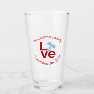 Verre Drapeau rouge argentin personnalisé LOVE
