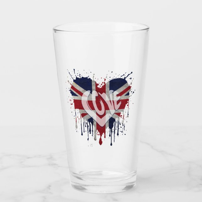Verre Drapeau Royaume-Uni d'amour (Devant)