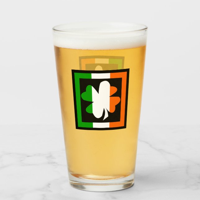 Verre Drapeau Shamrock irlandais (Devant (rempli))