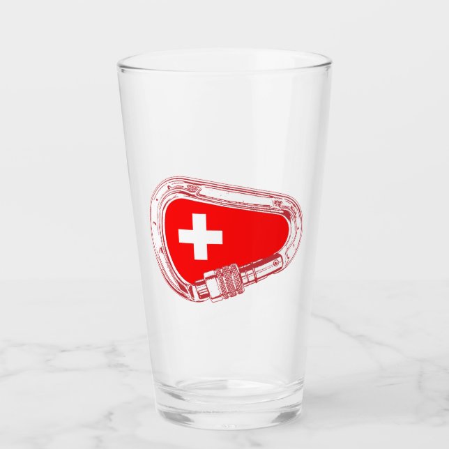 Verre Drapeau Suisse Escalade carabiner (Devant)