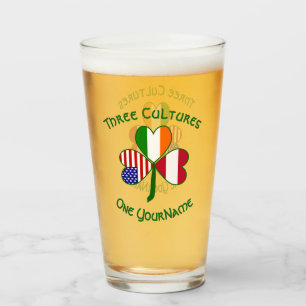 Verre Drapeau trèfle personnalisé américano-irlandais au
