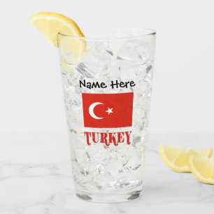 Verre Drapeau turc et Turquie Personnalisé