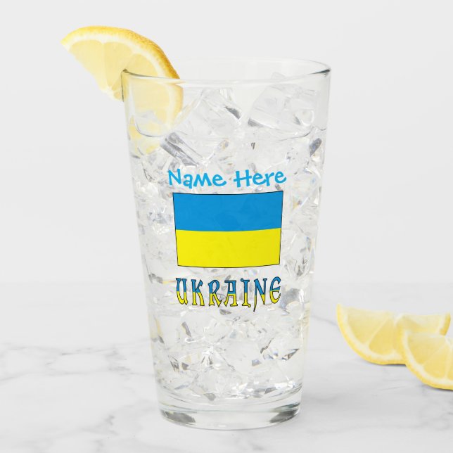 Verre Drapeau ukrainien ukrainien bleu Personnalisation  (Devant glace)