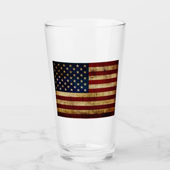 Verre Drapeau USA / Grunged (Devant)