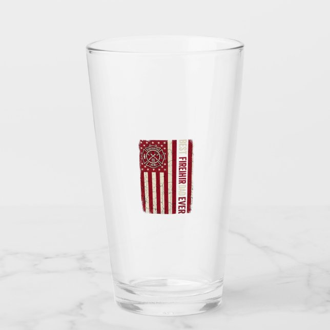 Verre Drapeau vertical vintage papa pompier (Devant)