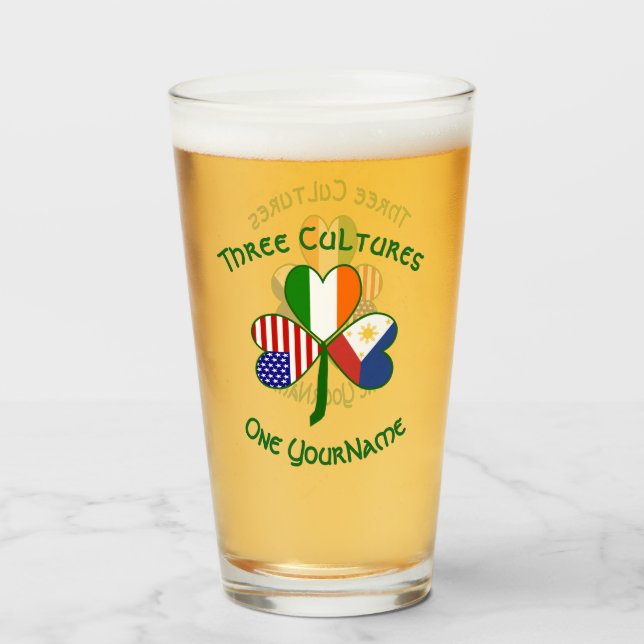 Verre Drapeaux américain irlandais philippin Trèfle Pers (Devant (rempli))