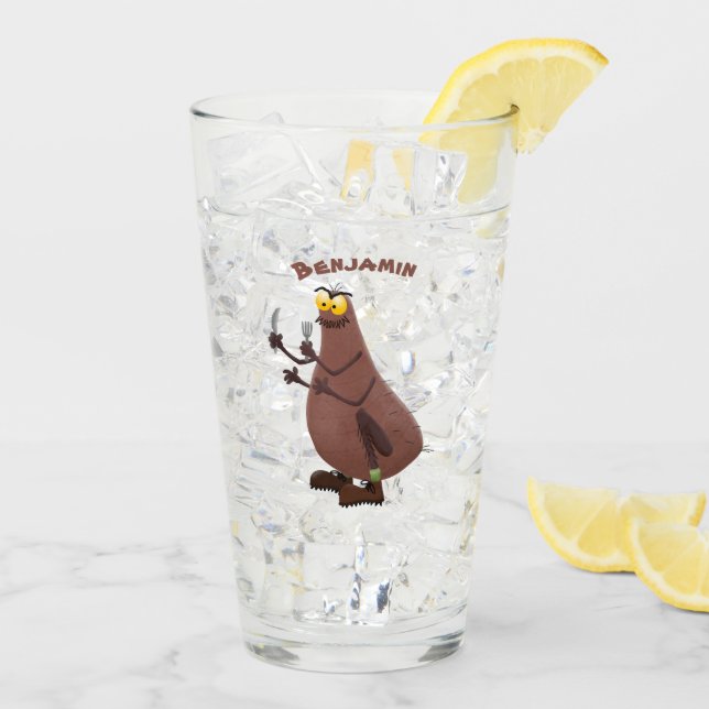 Verre Drôle affamé pulette affamée dessin animé (Dos glace)