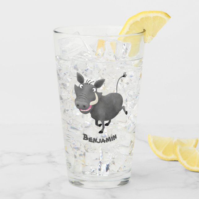 Verre Drôle africain warthog pig dessin animé personnali (Dos glace)