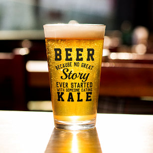 Verre Drôle bière saine contre citation Humour Kale vert