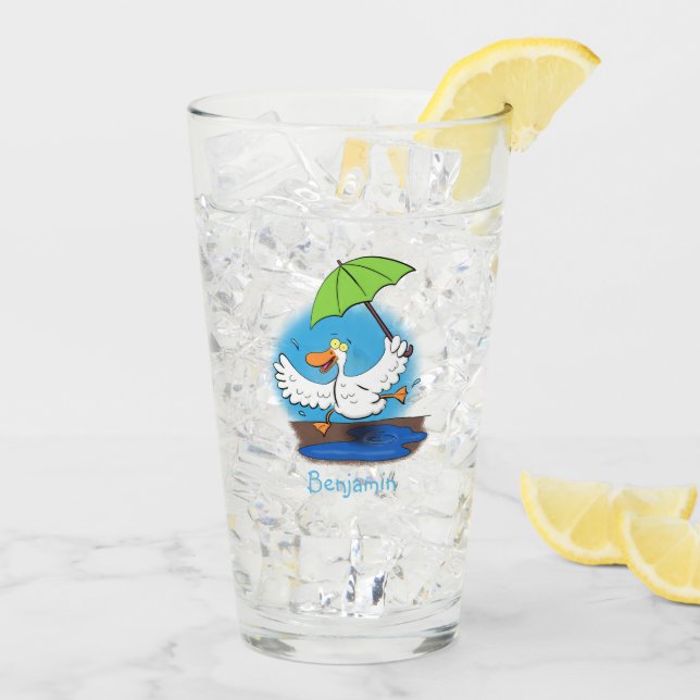 Verre Drôle canard avec parapluie dessin animé (Dos glace)