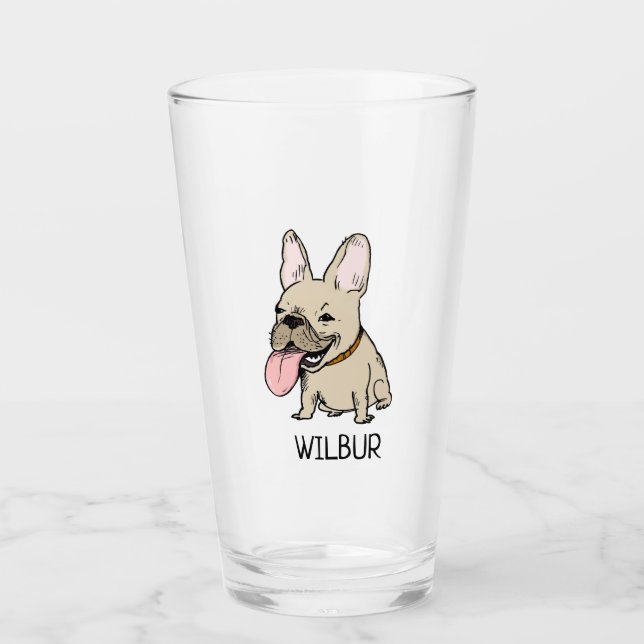 Verre Drôle Cartoon Français Bulldog Frenchie Personnali (Devant)