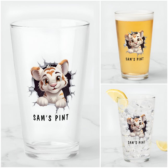 Verre Drôle Cartoon Novelty Cute Tiger Short Name Party (Créateur téléchargé)