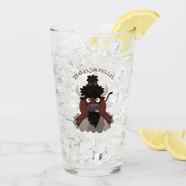 Verre Drôle dessin animé de bison de buffle (Dos glace)