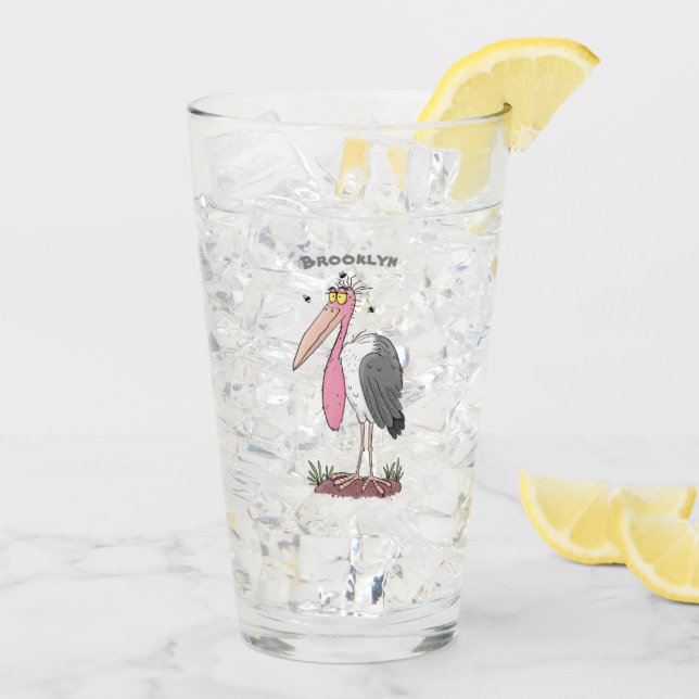 Verre Drôle dessin animé de cigogne en marabou (Dos glace)