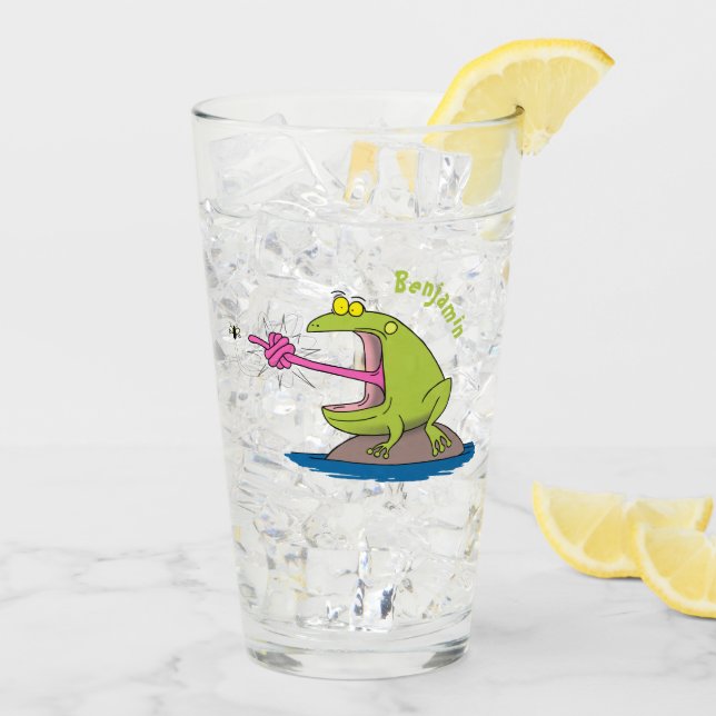 Verre Drôle dessin animé de grenouille et mouche (Dos glace)