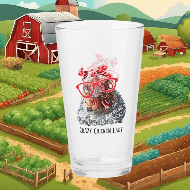 Verre drôle dingue poule dame ajouter du texte (Créateur téléchargé)