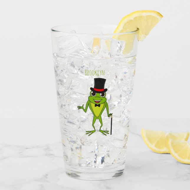 Verre Drôle grenouille avec chapeau dessus dessin animé (Dos glace)