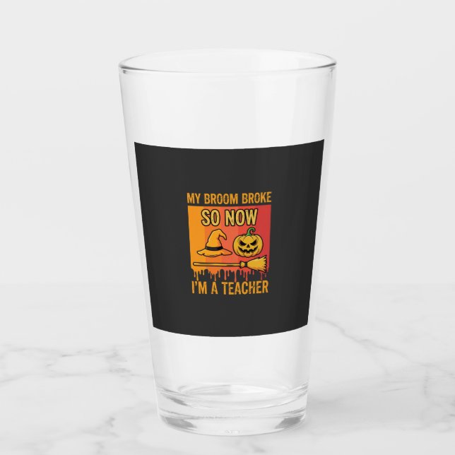 Verre Drôle Halloween Professeur Mon Balai Cassa Design  (Devant)