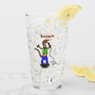 Verre Drôle lézard chantant avec bande dessinée de micro
