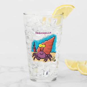 Verre Drôle mignon caricature pourpre crabe ermite