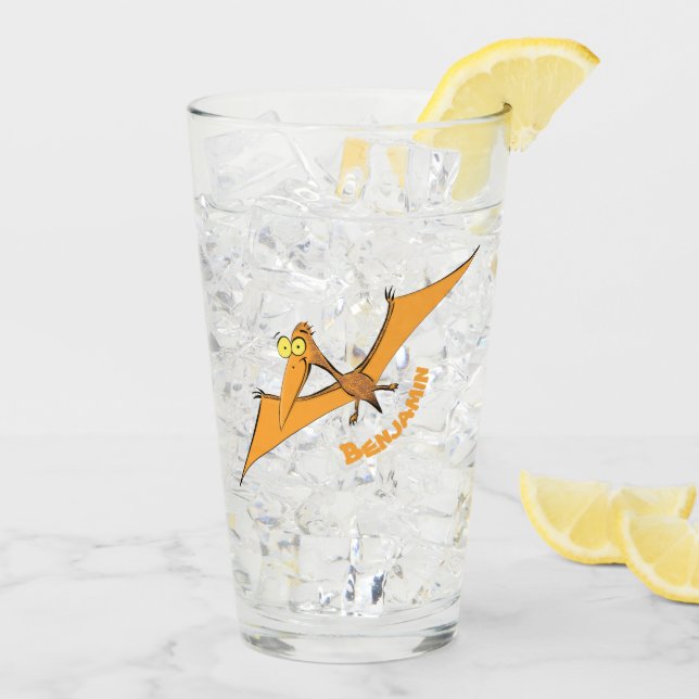 Verre Drôle mignon dessin animé de pterodactyle volant o (Dos glace)
