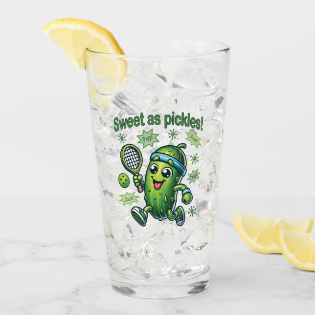 Verre Drôle Mignon Sucré comme des Pickles Pickleball (Devant glace)