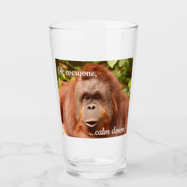 Verre Drôle orangoutan calme (Devant)