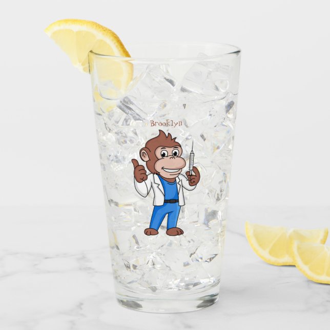 Verre Drôle orangoutan dessinateur docteur (Devant glace)