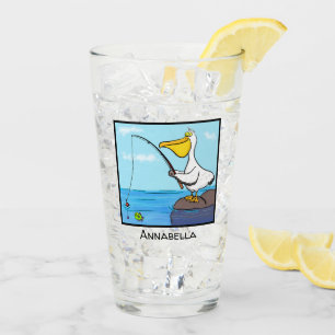Verre Drôle pélican de pêche