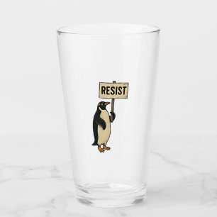 Verre Drôle Penguin Résiste À La Manifestation Contre Le