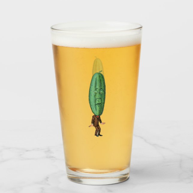 Verre Drôle Pickle Head Homme Brown Suit Surpris Visage (Devant (rempli))