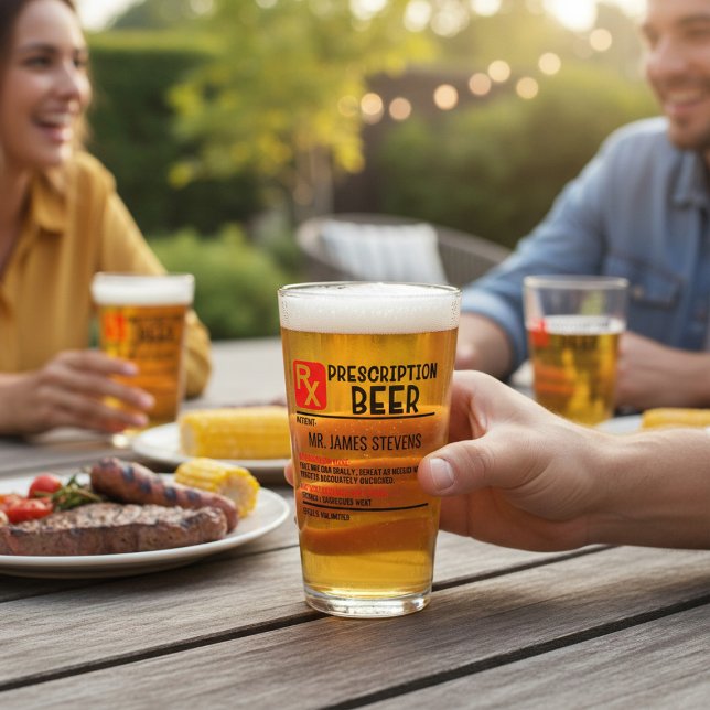 Verre Drôle Prescription de bière Nom personnalisé Bière (Créateur téléchargé)