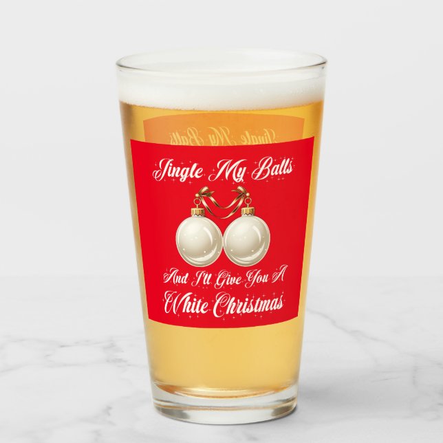 Verre Drôle Sarcastique Jingle Mes boules Noël blanc (Dos (rempli))