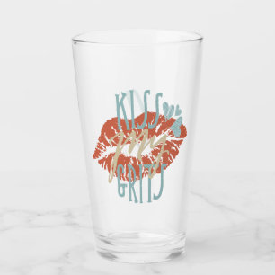 Verre Drôle Saying Southern Kiss My Grits Typographie