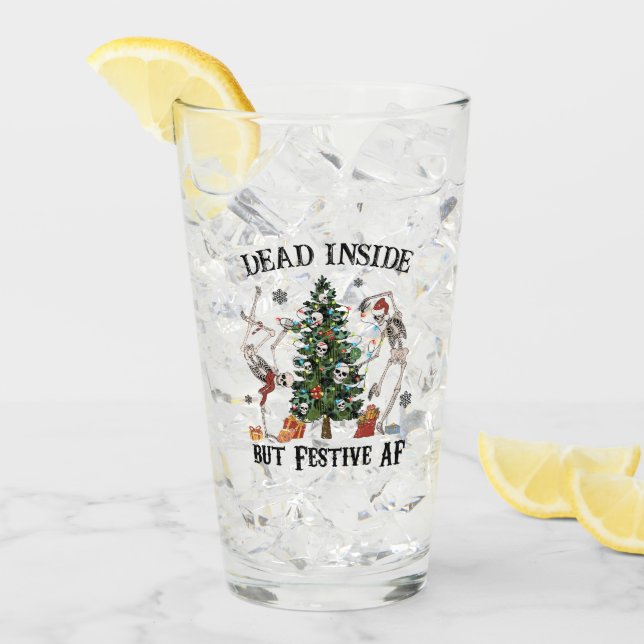 Verre Drôle Skeleton de Noël - Mort à l'intérieur mais F (Devant glace)