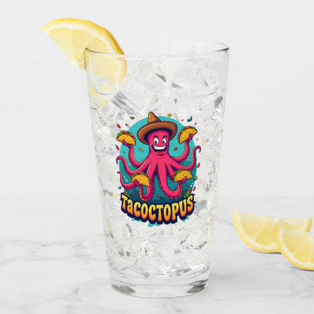 Verre Drôle Taco Octopus Cartoon Alimentation Pun (Devant glace)